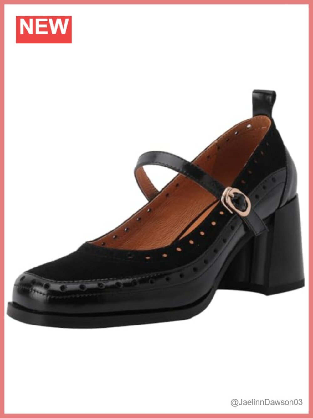 Women's Mary Jane Pumps Square Toe High Heel Leather Dress Shoes